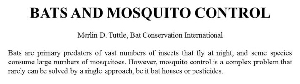 Bats and Mosquito Control